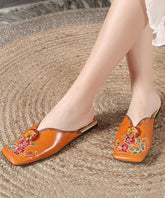 Sandalias bohemias con relieve naranja, cómodas y hechas a mano